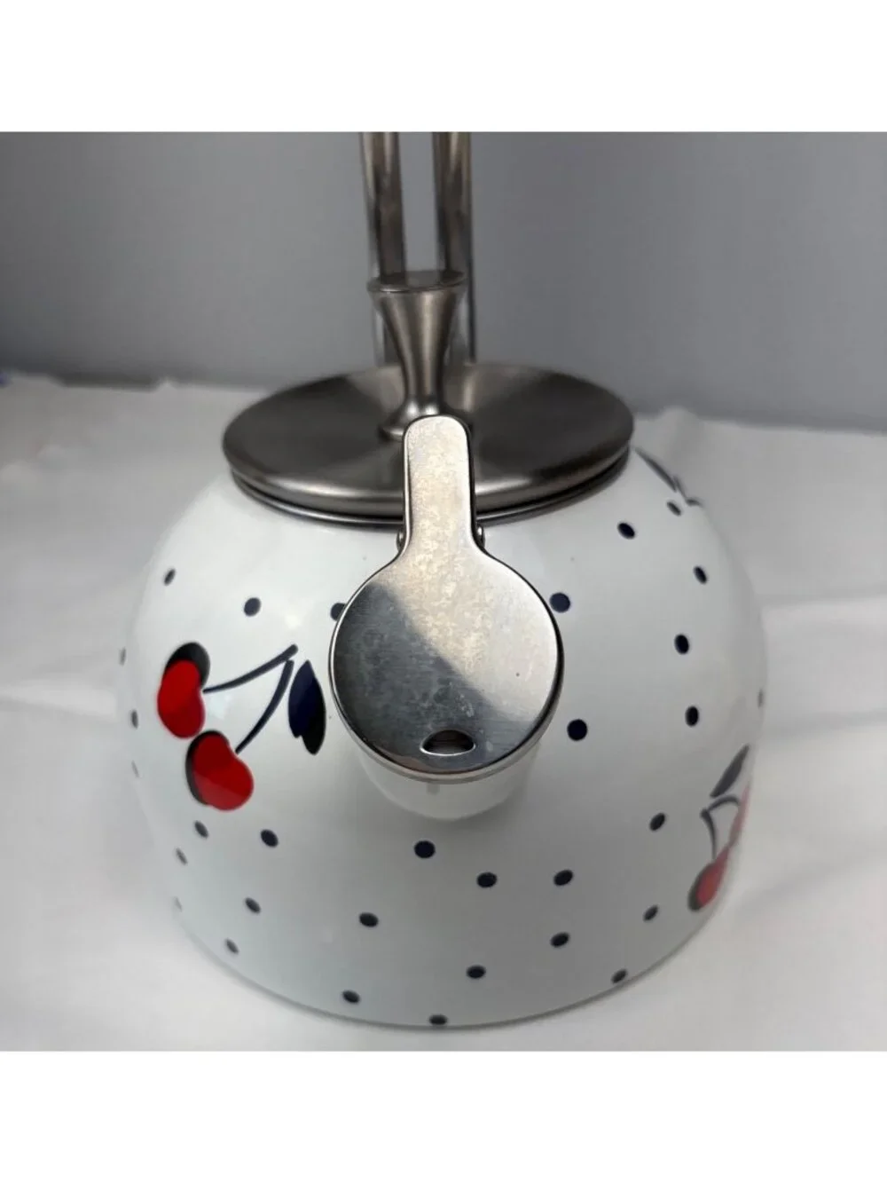 Kate Spade New York Lenox Cherry Dot Teapot Stainless Steel Handle Whimsical
